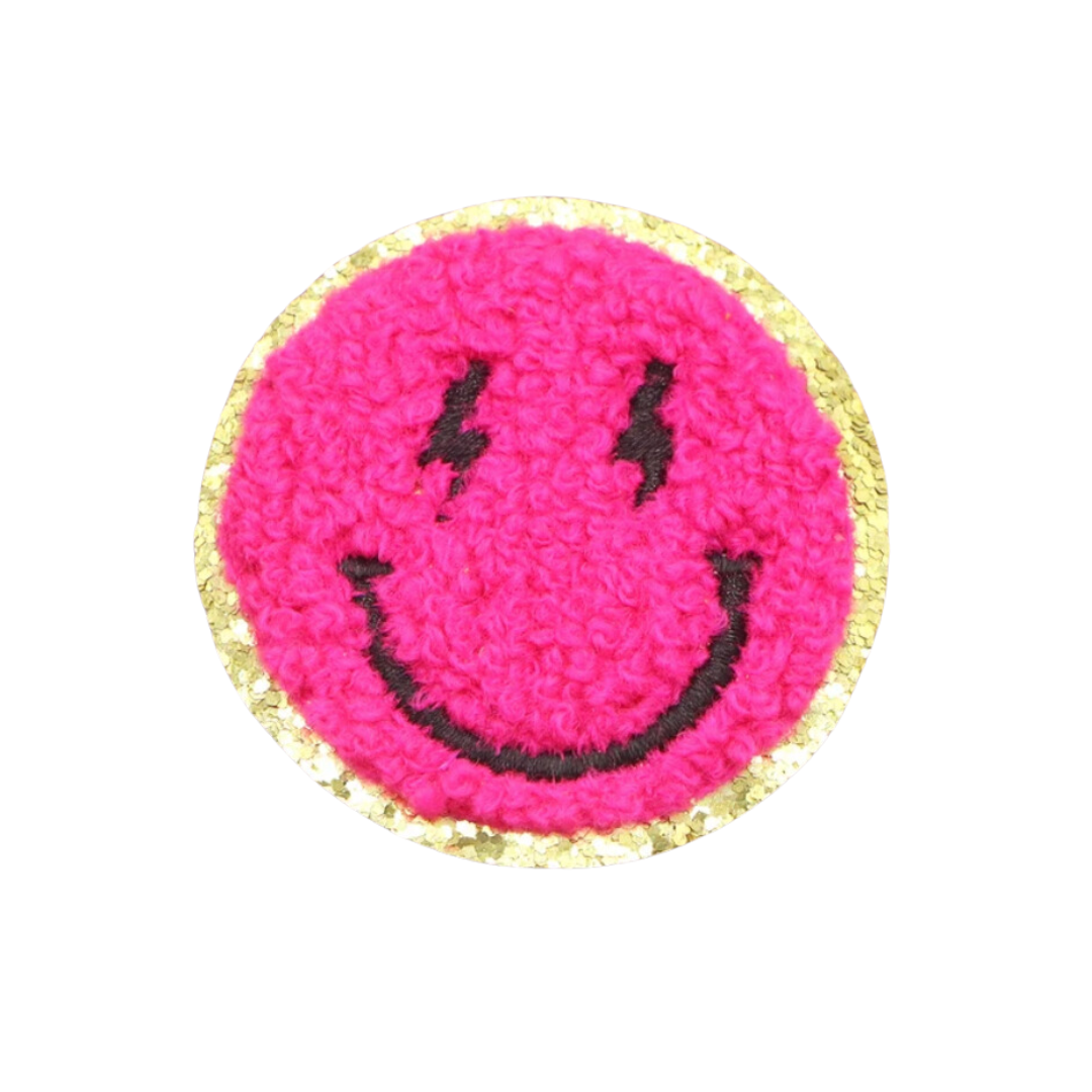 Chenille Lightning Eyes Smiley Hot Pink