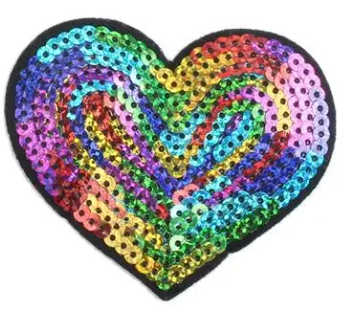 Sequin Multicolor Heart Patch