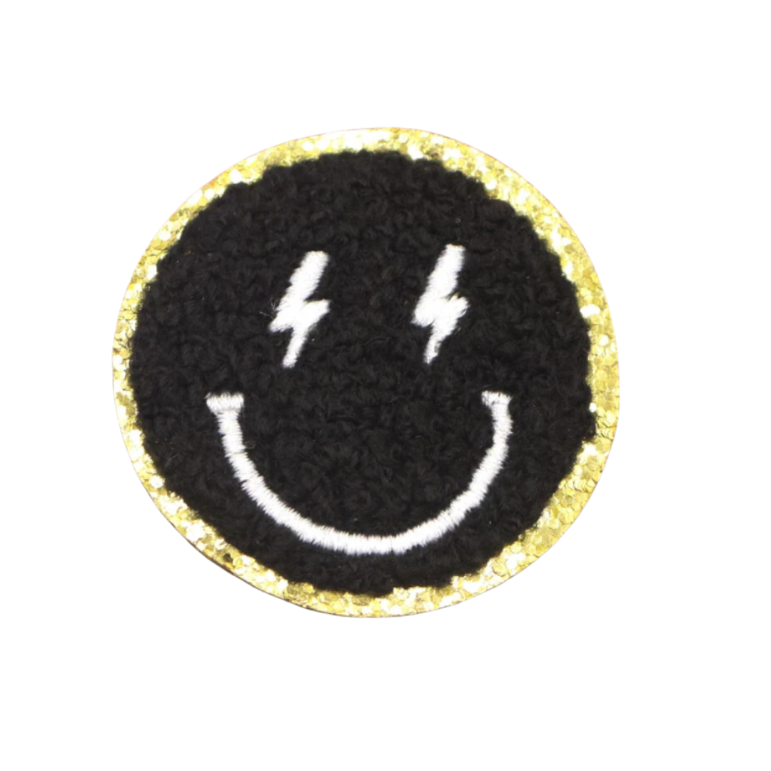Chenille Lightning Eyes Smiley Black