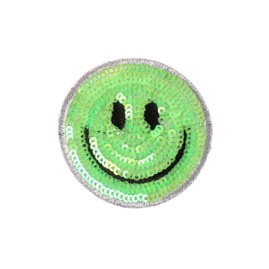 Sequin Green Smiley Patch