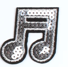 Sequin Silver Music Note Patch