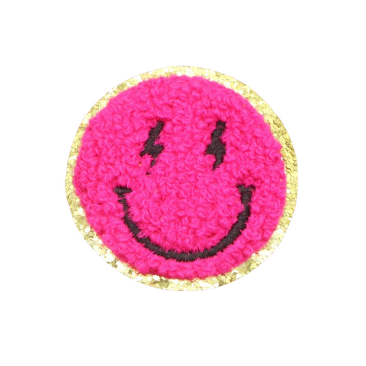 Chenille Lightning Eyes Smiley Hot Pink