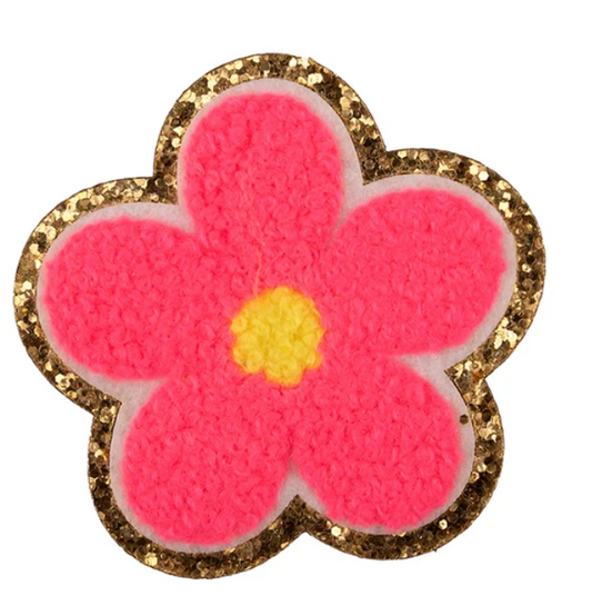 Chenille Flower Hot Pink Patch