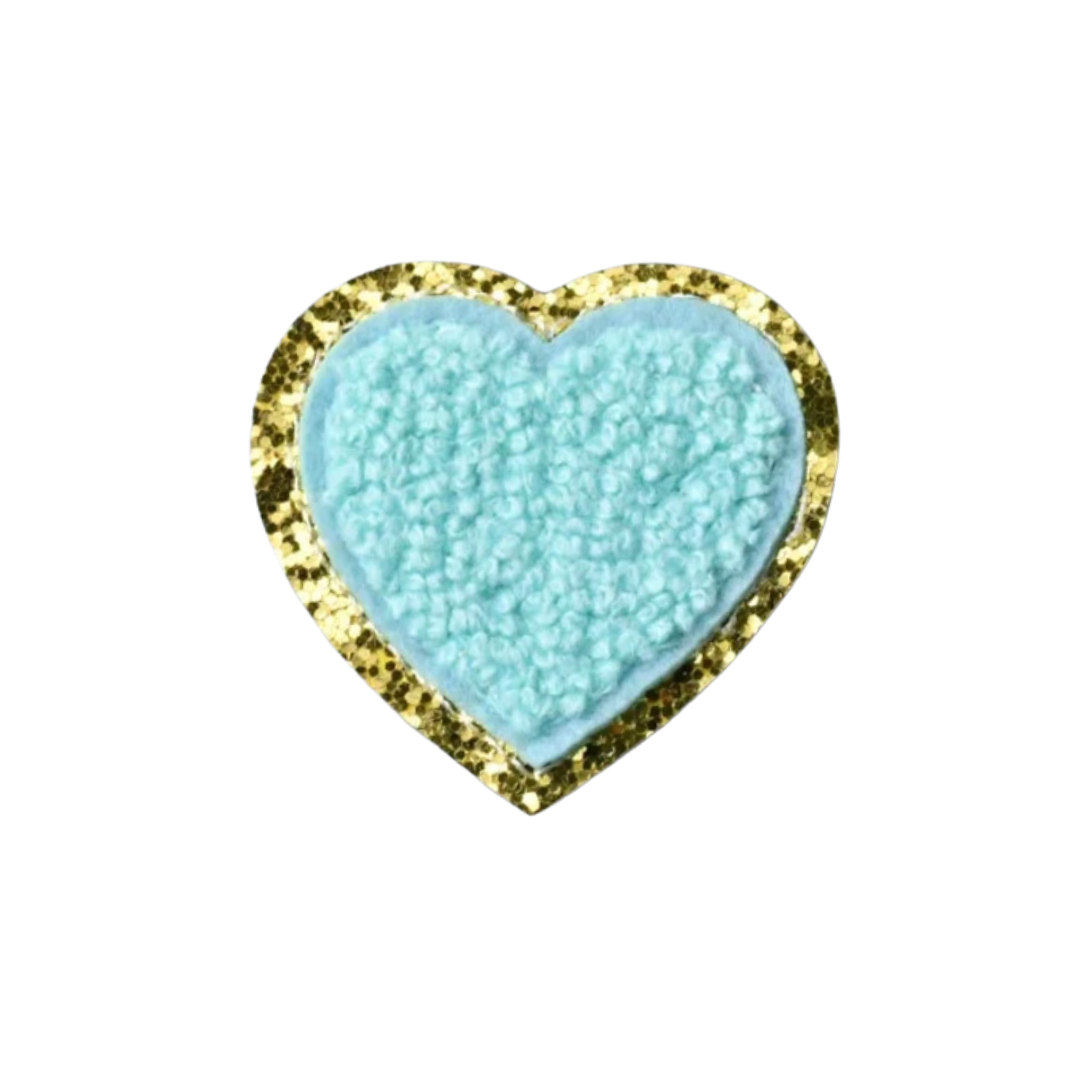 Chenille Aqua Heart Patch