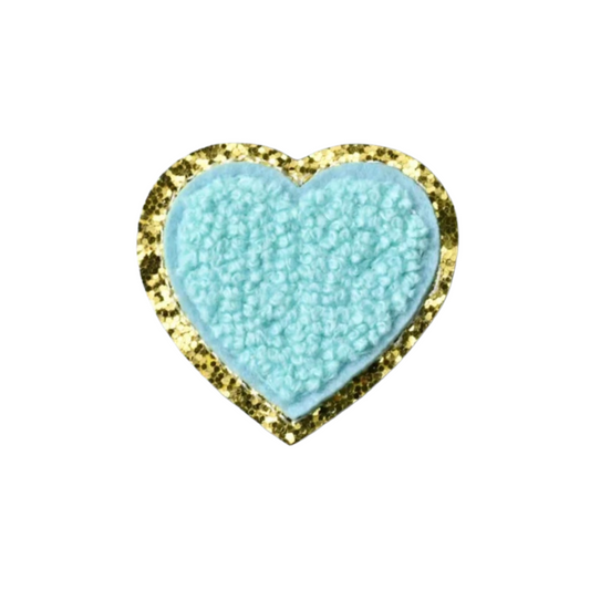 Chenille Aqua Heart Patch