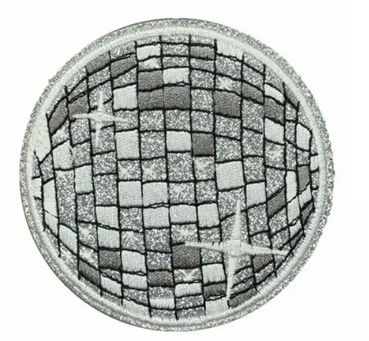 Embroidered Silver Disco Ball Patch