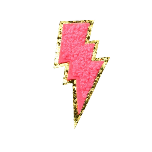 Chenille Hot Pink Lightning Patch