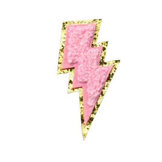 Chenille Light Pink Lightning Patch