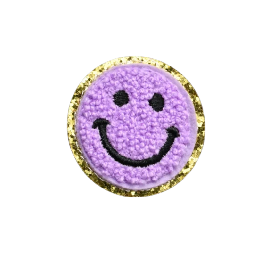 Chenille Purple Smiley Face Patch