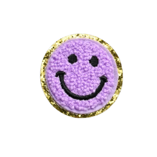 Chenille Purple Smiley Face Patch
