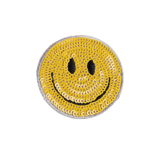 Sequin Yellow Smiley Patch